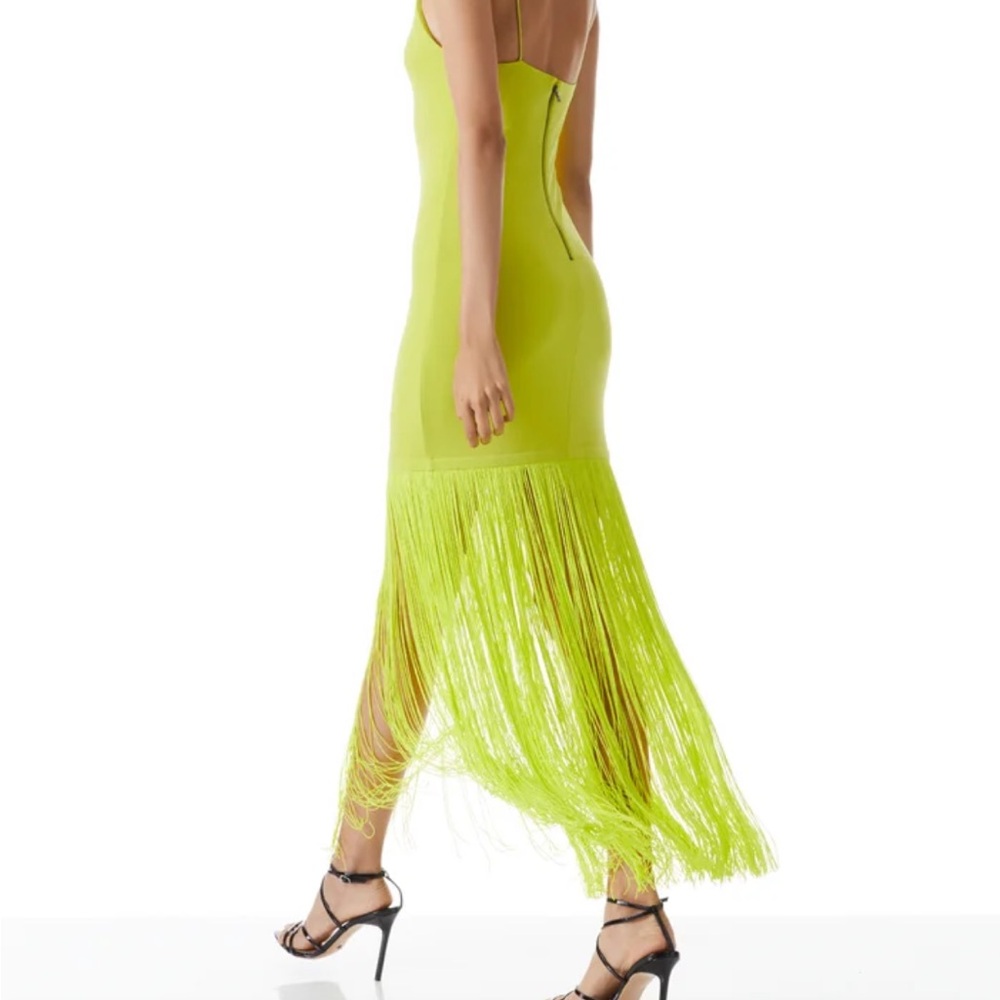 NWT Alice & Olivia lime green fringe dress, size 2